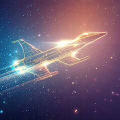 Airplane in flight with dark background.with Generative AI technology	
