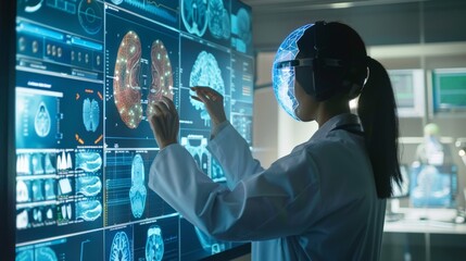Medical professionals use an AI interface to simulate treatment outcomes, facilitating informed decision-making.