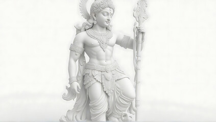 white 3D Model of Hindu god krishna statue on a white background, statue