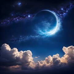 a big moon shining in the dark night sky