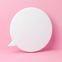 Surrounded by pink hues, a blank white speech bubble awaits, providing generous room for your words