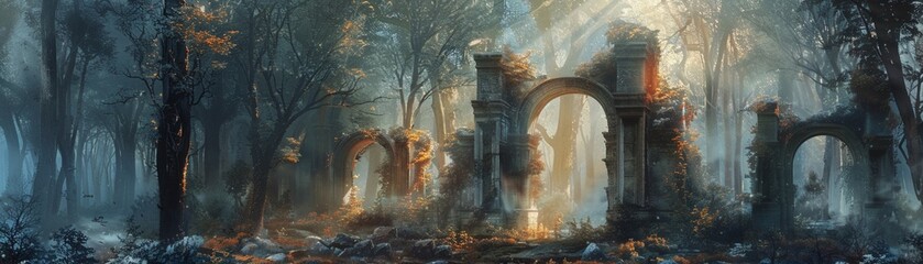 Ancient ruins echoing with the chants of those who worship the old magic - obrazy, fototapety, plakaty