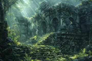 Ancient ruins where the whisper of the wind reveals the secrets of those who walked before. - obrazy, fototapety, plakaty
