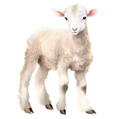 AI-generated watercolor cute Lamb clip art illustration. Isolated elements on a white background.