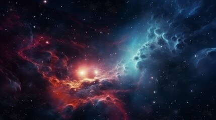 Colorful red blue nebula in space.  - obrazy, fototapety, plakaty