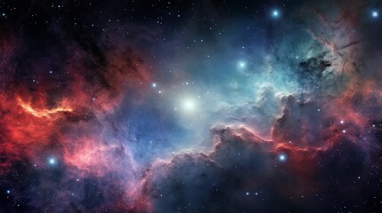 Fototapeta na wymiar Colorful red blue nebula in space. 