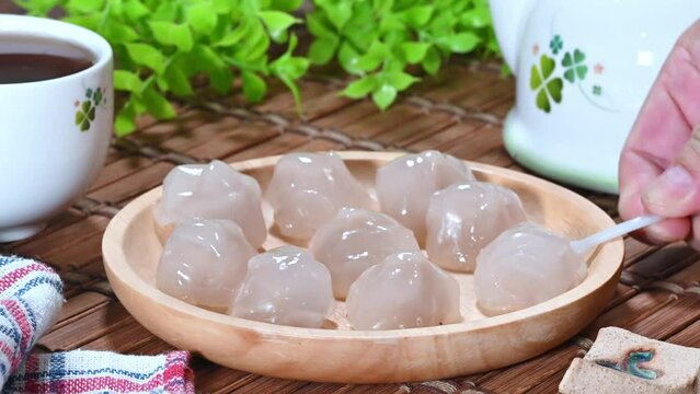 Cold tapioca balls are a popular street snack in Taiwan