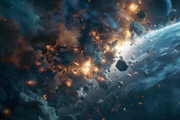 Fototapeta na wymiar Mystical space backdrop with nebula, galaxy, and stars, creating a fantasy sky of infinite cosmic beauty