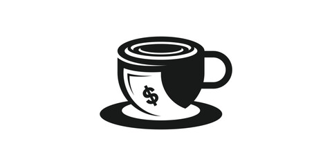 creative logo design for coffee and money, payment, drink, cash, logo design template icon, vector, symbol, creative idea.