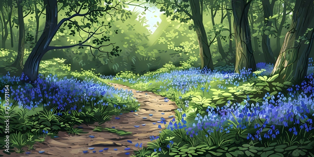 Canvas Prints A Magical Floral Pathway Leading into a Serene Woodland Realm