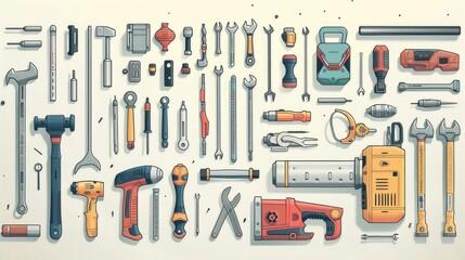 Assortment of DIY Tools and Hardware Instruments for Household Projects and Repairs