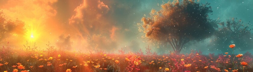 Solar Spectrum dawn breaks over Nebula Nectar meadows