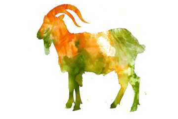 water colour  eid ul adha goat on white background - obrazy, fototapety, plakaty