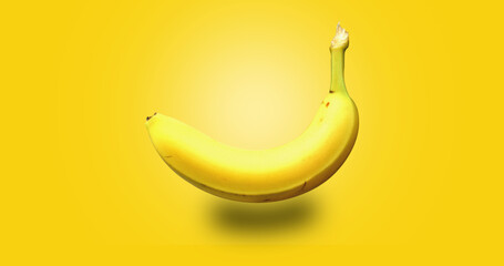 banana, Single banana, one banana isolated on white background with clipping path, Ripe banana,...