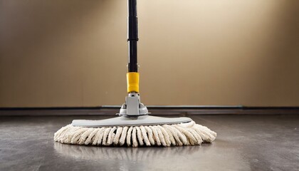mop and brush on the floor 