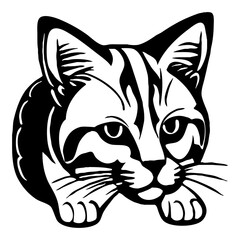 Cat . Animal black and white illustration . Logo design, for use in graphics. Generated by Ai