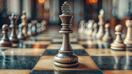 AI analyzing chessboard king piece