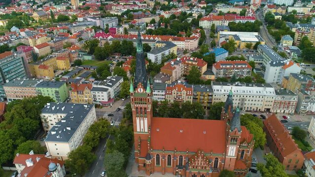 Church Olsztyn Kosciol Serca Pana Jezusaaerial View Poland