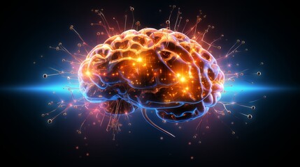 Electrifying art of a fully lit brain showcasing a high - energy depiction of cognitive functions