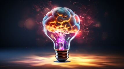 Electrifying art of a fully lit brain showcasing a high - energy depiction of cognitive functions - obrazy, fototapety, plakaty