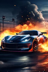 Naklejka premium a Sports Car, Transforming the Roads with Style and Speed in a Luxurious
