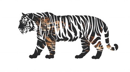 Fototapeta na wymiar tiger silhouette on white background. Year of the tiger.