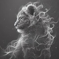 lion king head is in line with the particles.with Generative AI technology