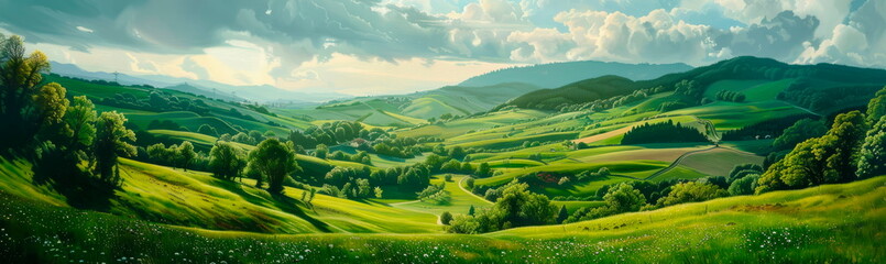 Journey through rolling hills and verdant valleys captures the essence of rural life.