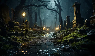 Foto op Plexiglas Dark Forest With Stream © uhdenis