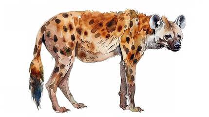 Hyena in watercolour Isolated on white background. - obrazy, fototapety, plakaty