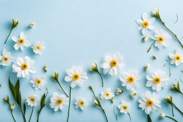 flowers on blue background
