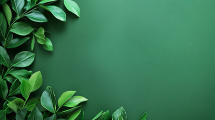 A dark green canvas emphasizes the lush details of bright green leaves, exuding a sense of luxury and vitality