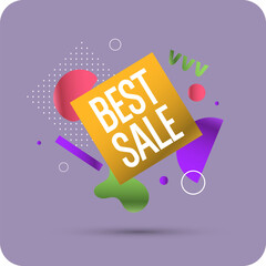 Poster sale. Bright abstract background with various geometric elements. A composition of various shapes. - 778680722