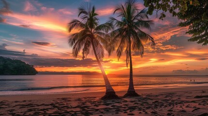 Palm Trees Resting on Beach
