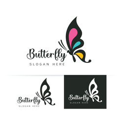 Stylized image of butterfly logo template isolate Vector illustration