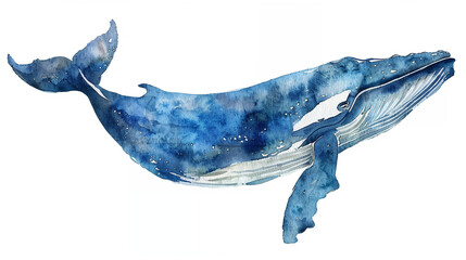 Fototapeta premium Whale in watercolour Isolated on white background.