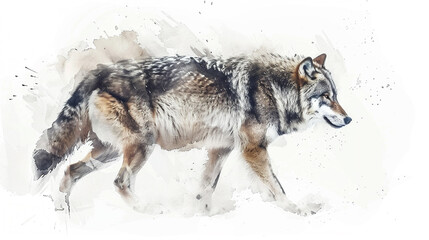 Obraz premium Wolf in watercolour Isolated on white background.