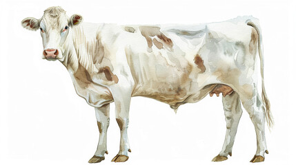 cow in watercolour Isolated on white background.