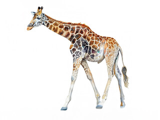 giraffe in watercolour Isolated on white background.