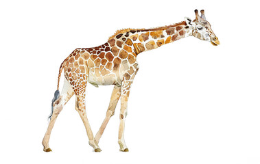 giraffe in watercolour Isolated on white background.