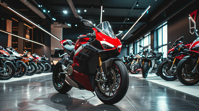 sport bikes in showroom 