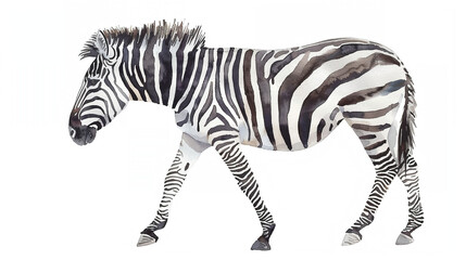 Obraz premium zebra in watercolour Isolated on white background.