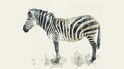 Fototapeta na wymiar zebra in watercolour Isolated on white background.