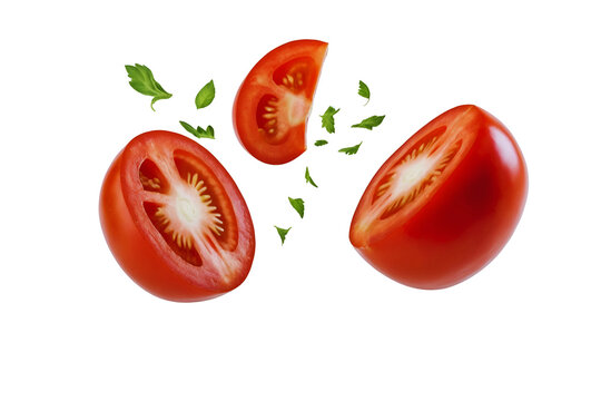 Fresh Tomato and Basil Slices Isolated