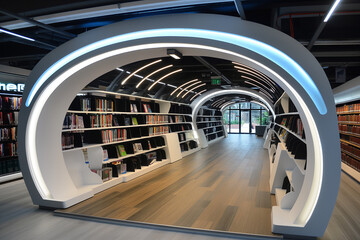Innovative Library Design with Illuminated Bookshelves