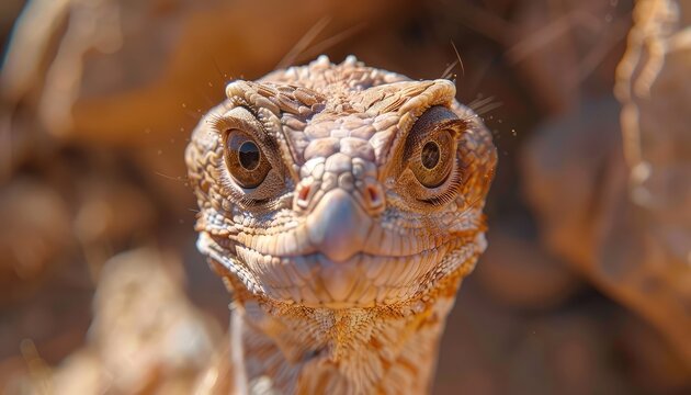 Desert Wildlife, Close-up shots of wildlife adapted to desert environments, including lizards, snakes, coyotes, and birds of prey