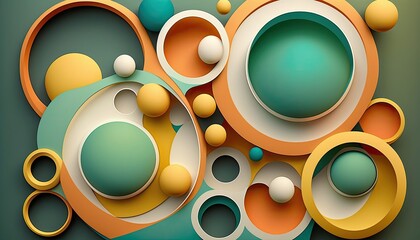 Background circular shapes vector in shades of orange, yellow, green, pale blue - obrazy, fototapety, plakaty