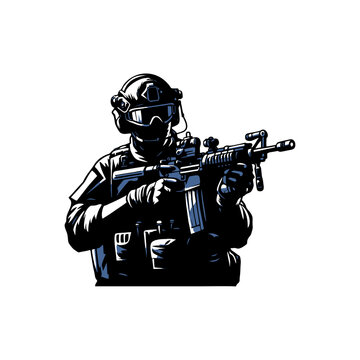 stencil silhouette special forces swat