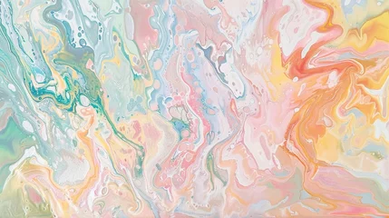 Fotobehang Pastel marbling wonder, an oil and acrylic paint daydream © Phanuwhat