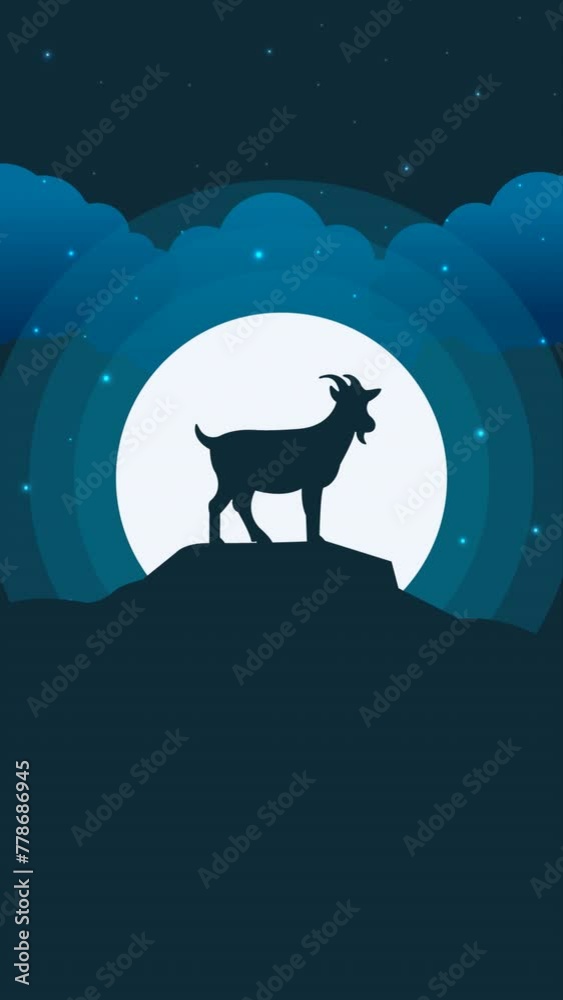 Wall mural Eid Al Adha In Night With Goat Motion Graphic